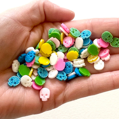 Miniature Skull charms tiny plastic Flat back 7mm x 9mm