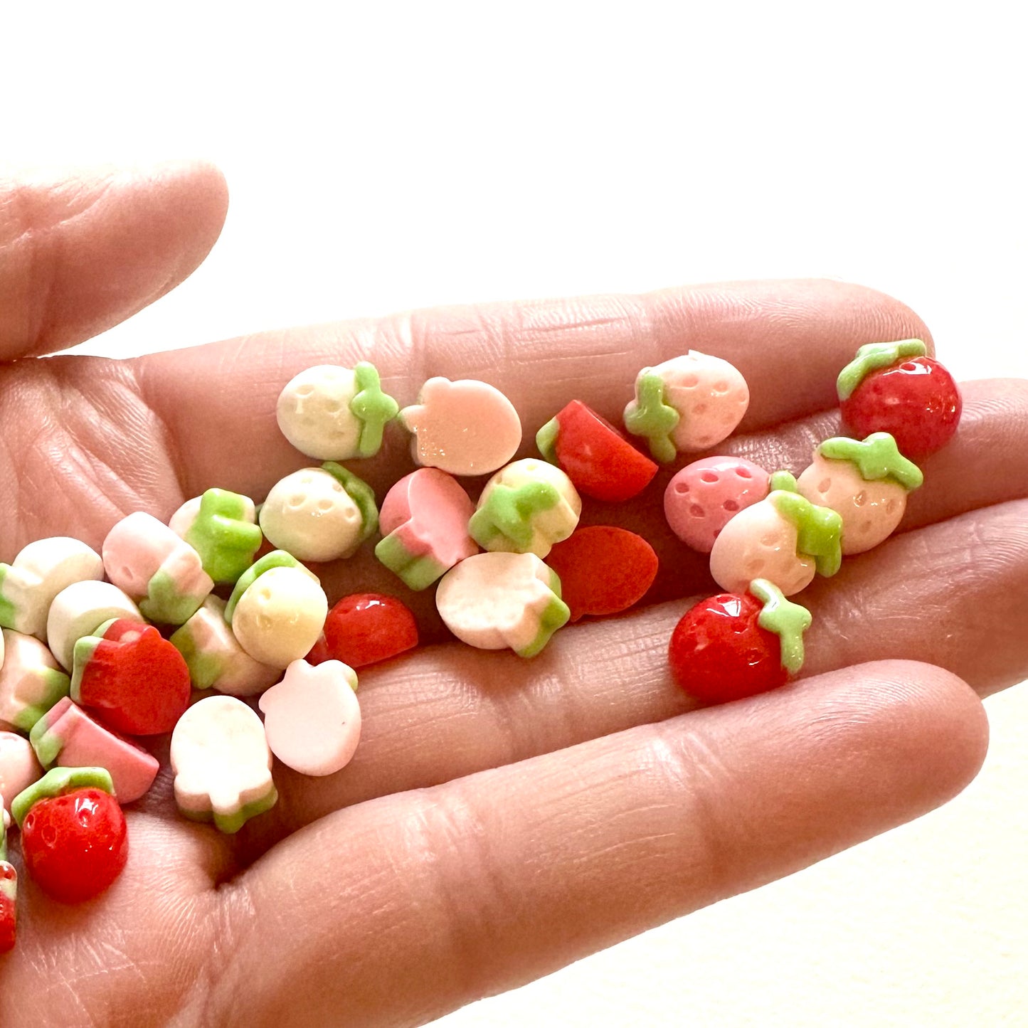 Miniature 3D Strawberry charm mix 7mm