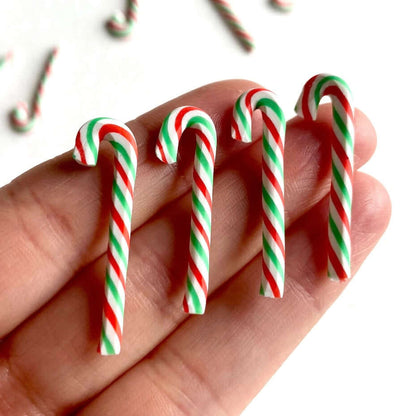 Miniature Candy Cane Christmas tree sweet decorations 29mm Green