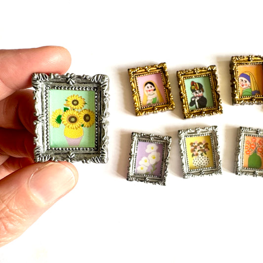 Dollhouse decor tiny framed wall art 1/12