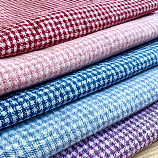 Doll fabric tiny gingham 2mm print miniature plaid cotton fabric pre cut 145 x 50cm