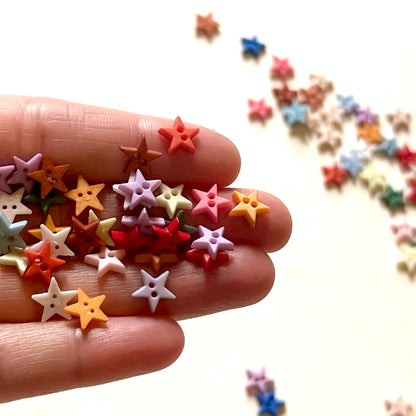 8mm Miniature star Buttons 2 Hole plastic