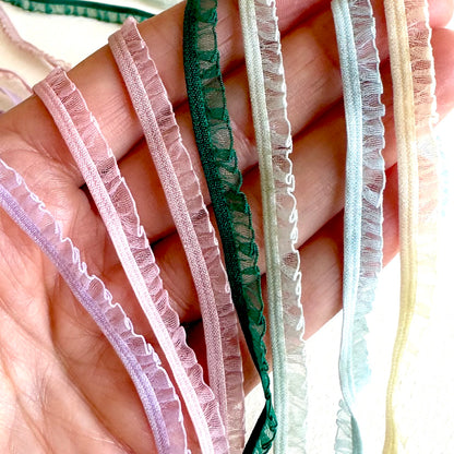 6mm elastic colourful stretchy lace trim 2mtrs