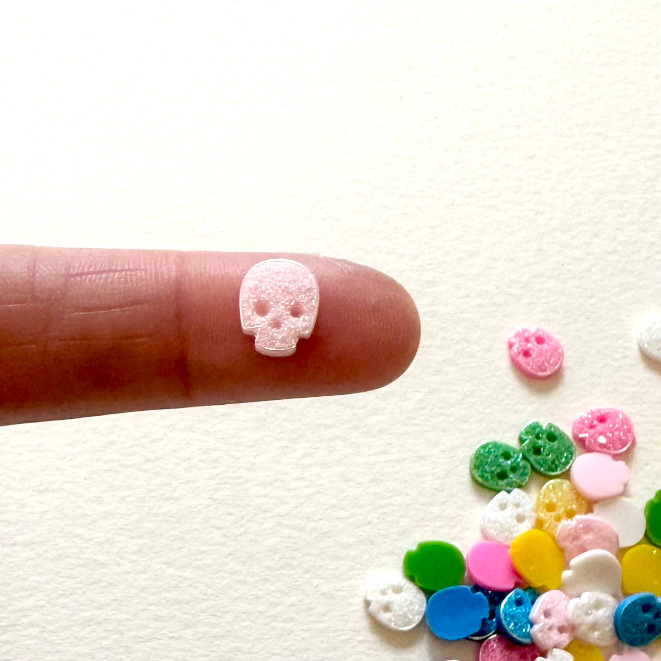 Miniature Skull charms tiny plastic Flat back 7mm x 9mm