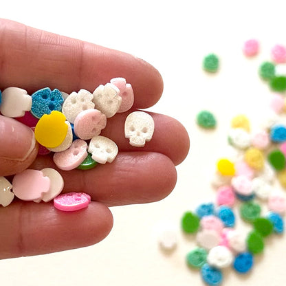 Miniature Skull charms tiny plastic Flat back 7mm x 9mm