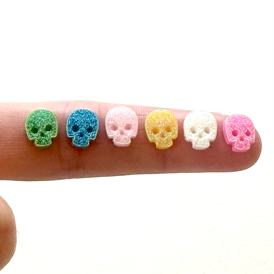 Miniature Skull charms tiny plastic Flat back 7mm x 9mm