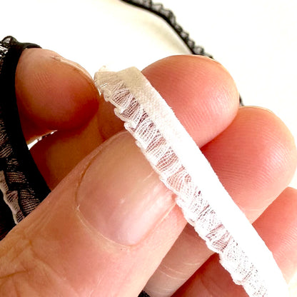 6mm elastic black white stretchy lace trim 2mtrs