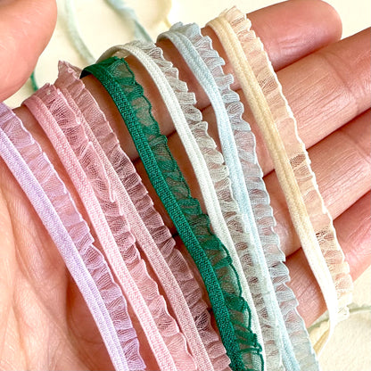 6mm elastic colourful stretchy lace trim 2mtrs