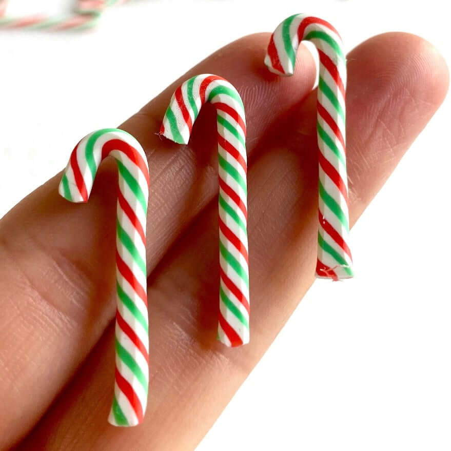 Miniature Candy Cane Christmas tree sweet decorations 29mm Green