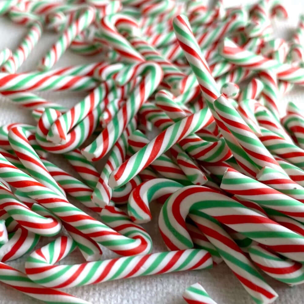 Miniature Candy Cane Christmas tree sweet decorations 29mm Green