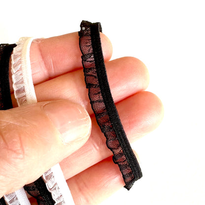 6mm elastic black white stretchy lace trim 2mtrs