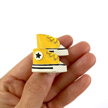 Doll shoes Blythe Doll trainers Yellow leather Mini shoes 1/6 scale tiny Miniature High top Sports shoes - Blacksparrowuk