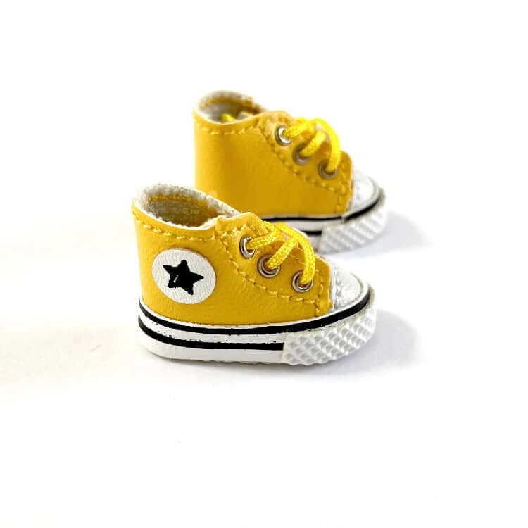 Doll shoes Blythe Doll trainers Yellow leather Mini shoes 1/6 scale tiny Miniature High top Sports shoes - Blacksparrowuk