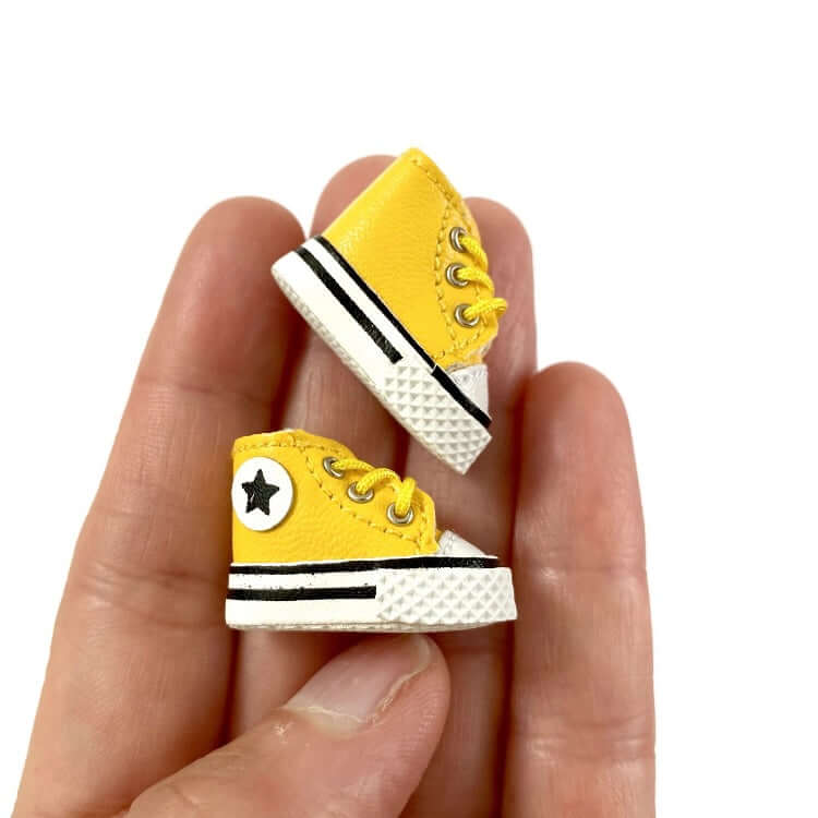 Doll shoes Blythe Doll trainers Yellow leather Mini shoes 1/6 scale tiny Miniature High top Sports shoes - Blacksparrowuk