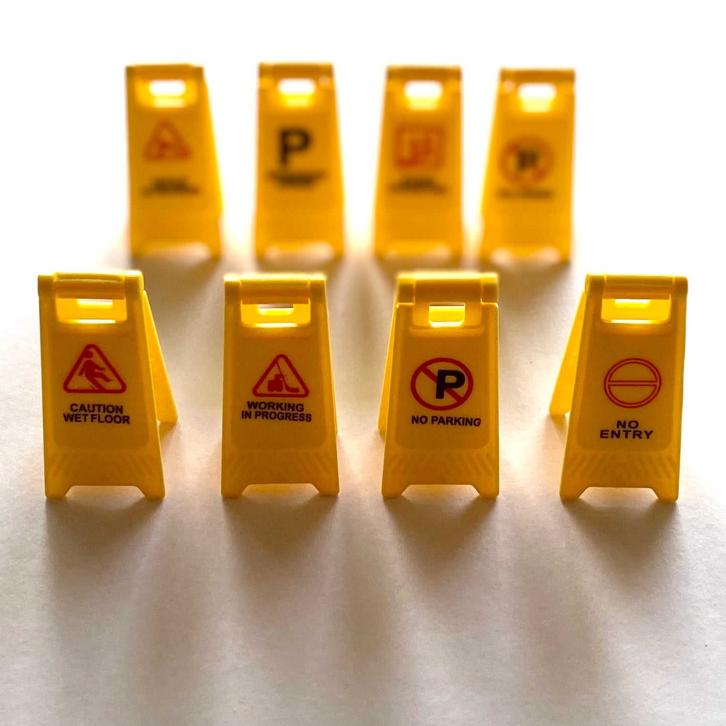 Miniature Warning sign Mini floor Caution sign Yellow plastic notice 1/12 scale 2cm x 4cm  Dollhouse Miniature - Blacksparrowuk