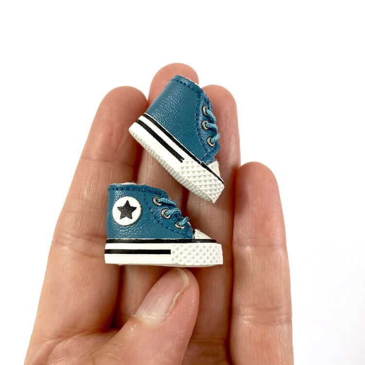 Doll shoes Blythe Doll trainers Blue leather Mini shoes 1/6 scale tiny Miniature High top Sports shoes - Blacksparrowuk