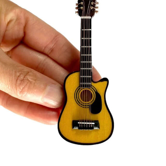 Dollhouse miniature Guitar 1/6 scale Blythe doll accessory realistic wooden tiny Musical Instrument - Blacksparrowuk