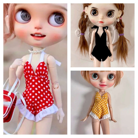 Blythe doll swimsuit Barbie swimming suit Pullip BJD dolls 1/6 scale outfit - Blacksparrowuk
