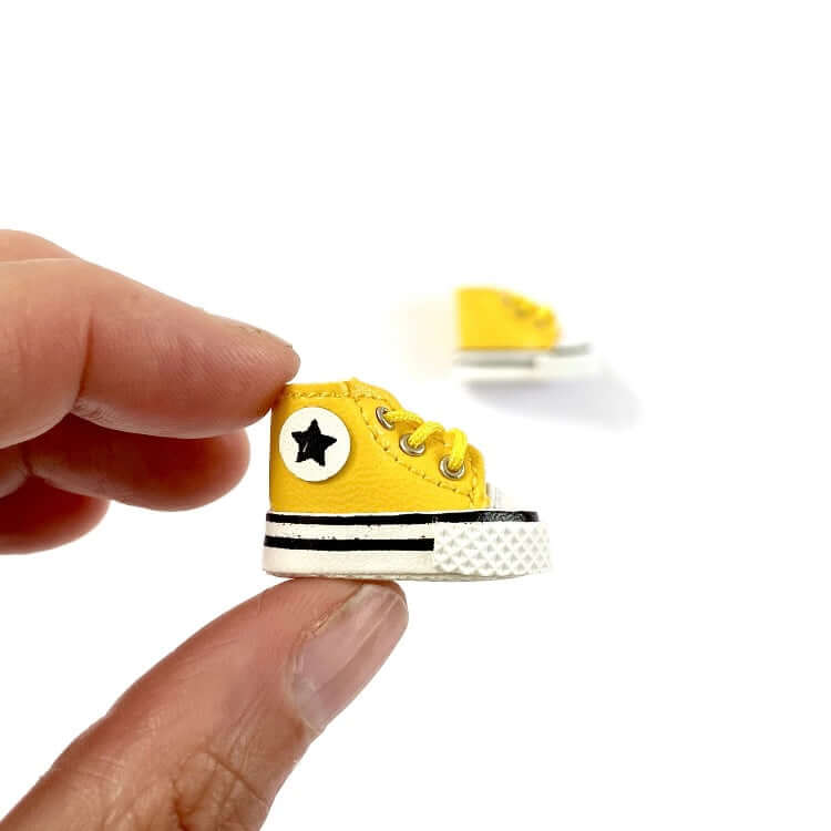 Doll shoes Blythe Doll trainers Yellow leather Mini shoes 1/6 scale tiny Miniature High top Sports shoes - Blacksparrowuk