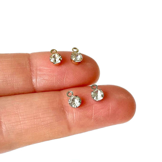 Tiny 4mm rhinestone buttons with hole Diamanté dolls Diamond button - Blacksparrowuk