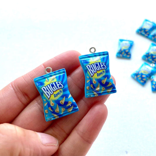 Resin Crisps Potato chip charms with metal eyelet - Blacksparrowuk