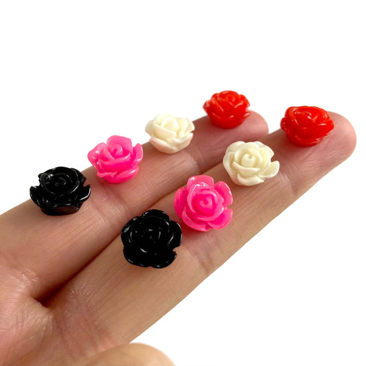 10mm Small Flower Cabochons resin Rose Cabochons - Blacksparrowuk