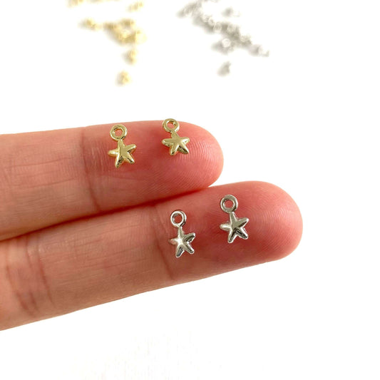 Tiny Star charms 4mm Metal Star pendant - Blacksparrowuk