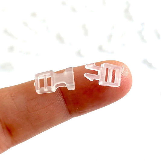 Clear Doll buckles 6mm UK seller Mini Clear plastic release buckle - Blacksparrowuk