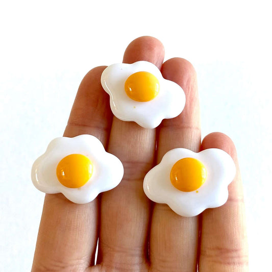 Fried egg cabochon Resin Flat back Mini play food - Blacksparrowuk