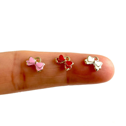 Tiny bow charms 8mm Mini ribbon Doll clothes butons - Blacksparrowuk