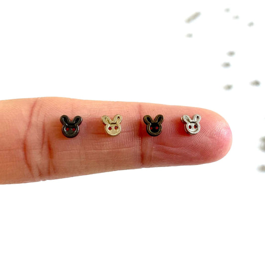 4mm Mini bunny Rabbit buttons 10pcs - Blacksparrowuk