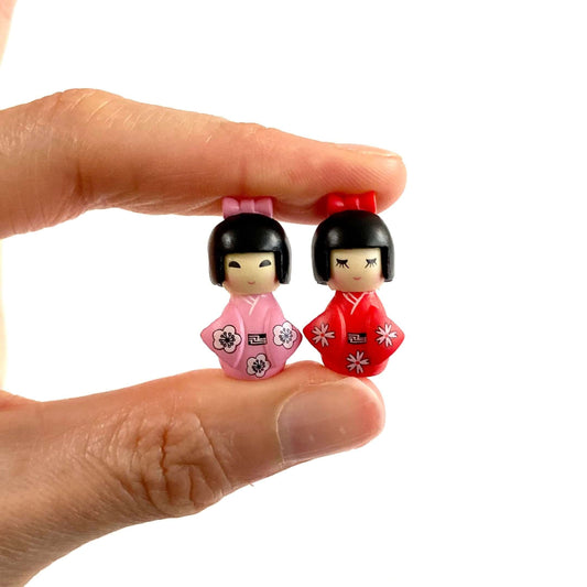 Tiny Babushka Chinese Doll Set of 2 Terrarium Fairy Garden Dolls - Blacksparrowuk