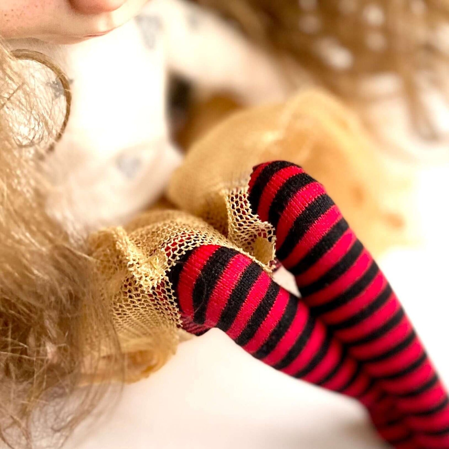 Blythe doll socks Stripy doll socks Halloween Red Black BJD socks - Blacksparrowuk