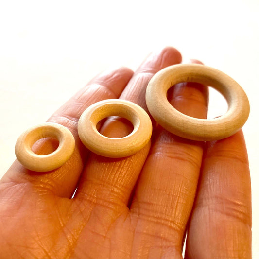 Wooden rings Unfinished solid wood 30mm 20mm 15mm Craft hoops - Blacksparrowuk
