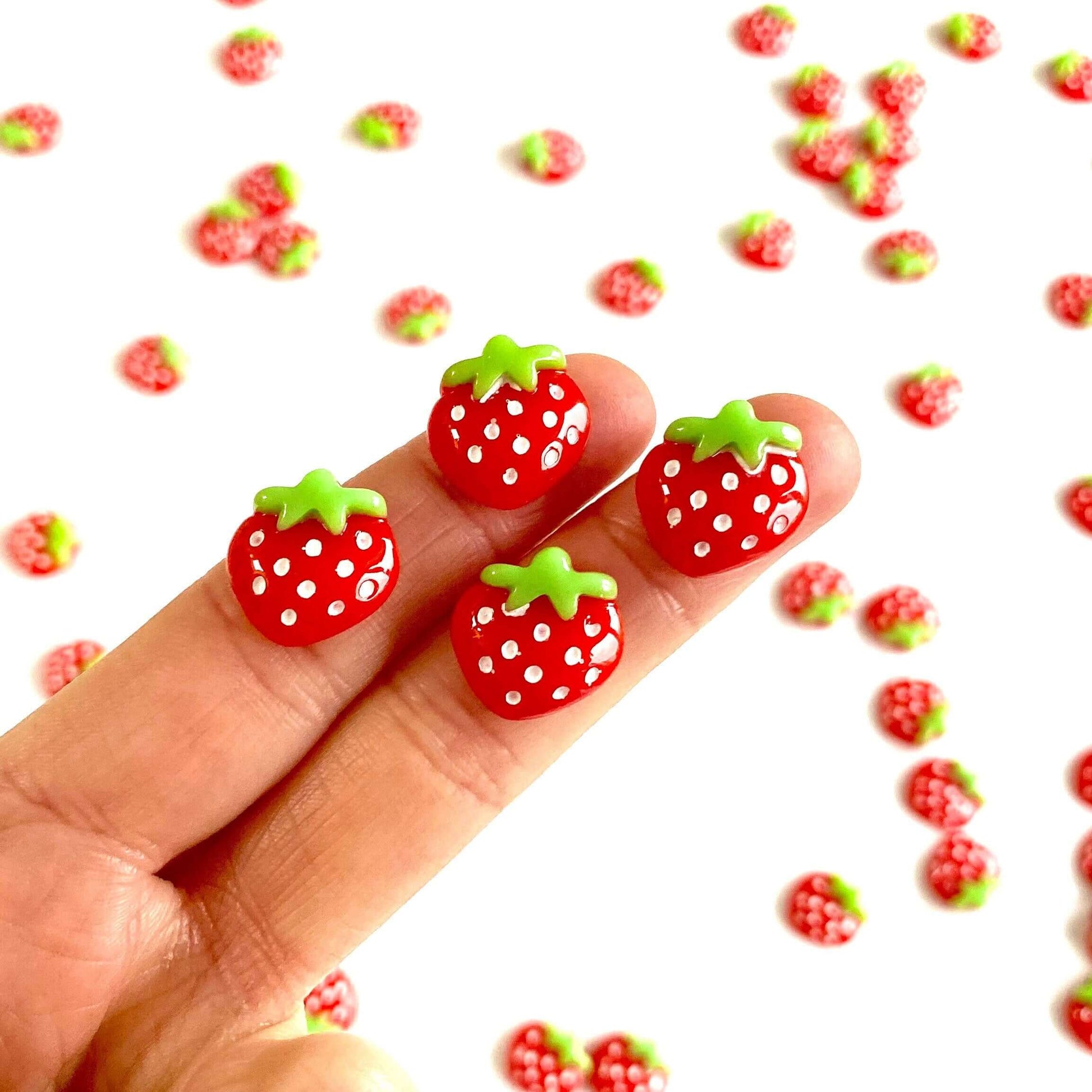 Cute Strawberry cabochons resin Flat back charms - Blacksparrowuk