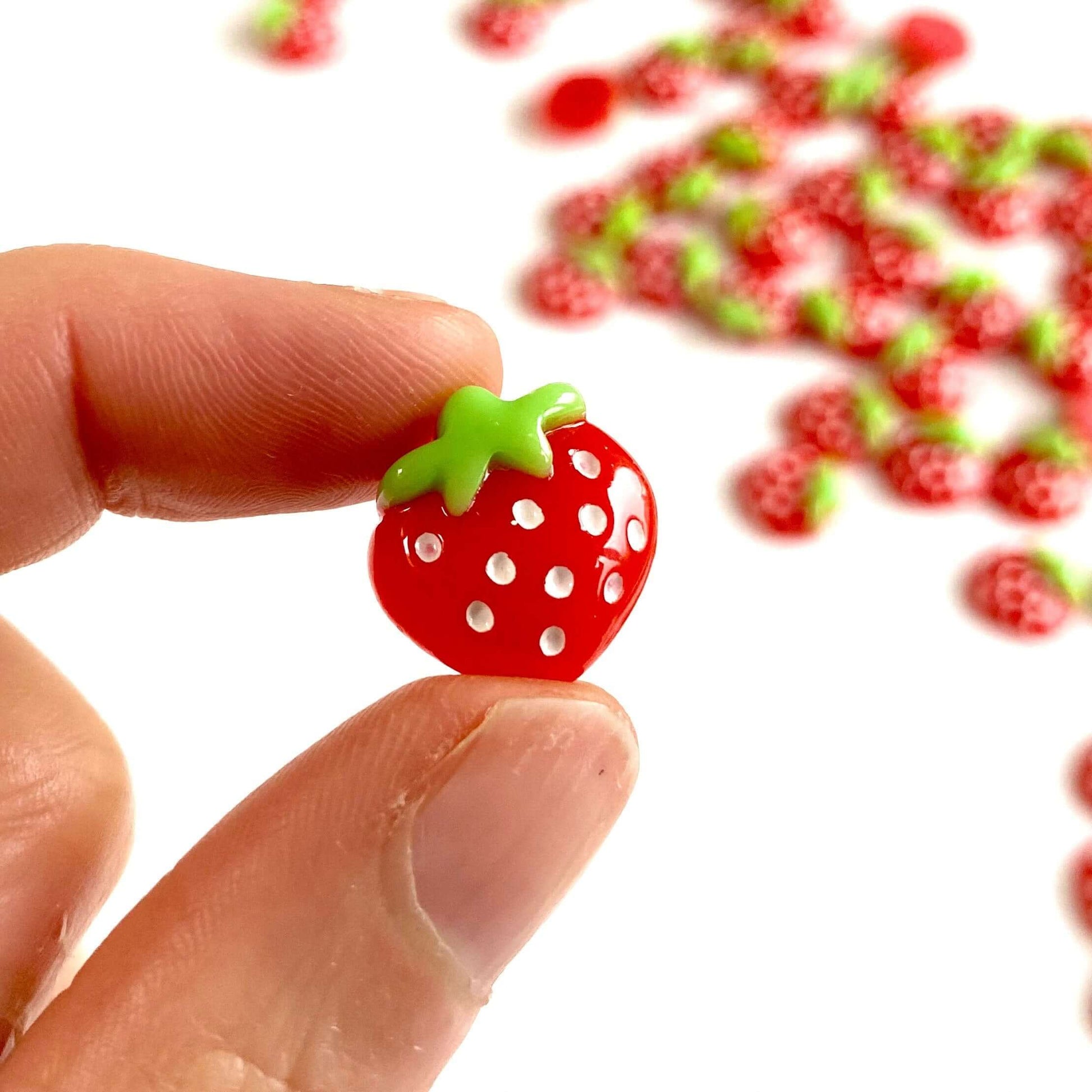 Cute Strawberry cabochons resin Flat back charms - Blacksparrowuk