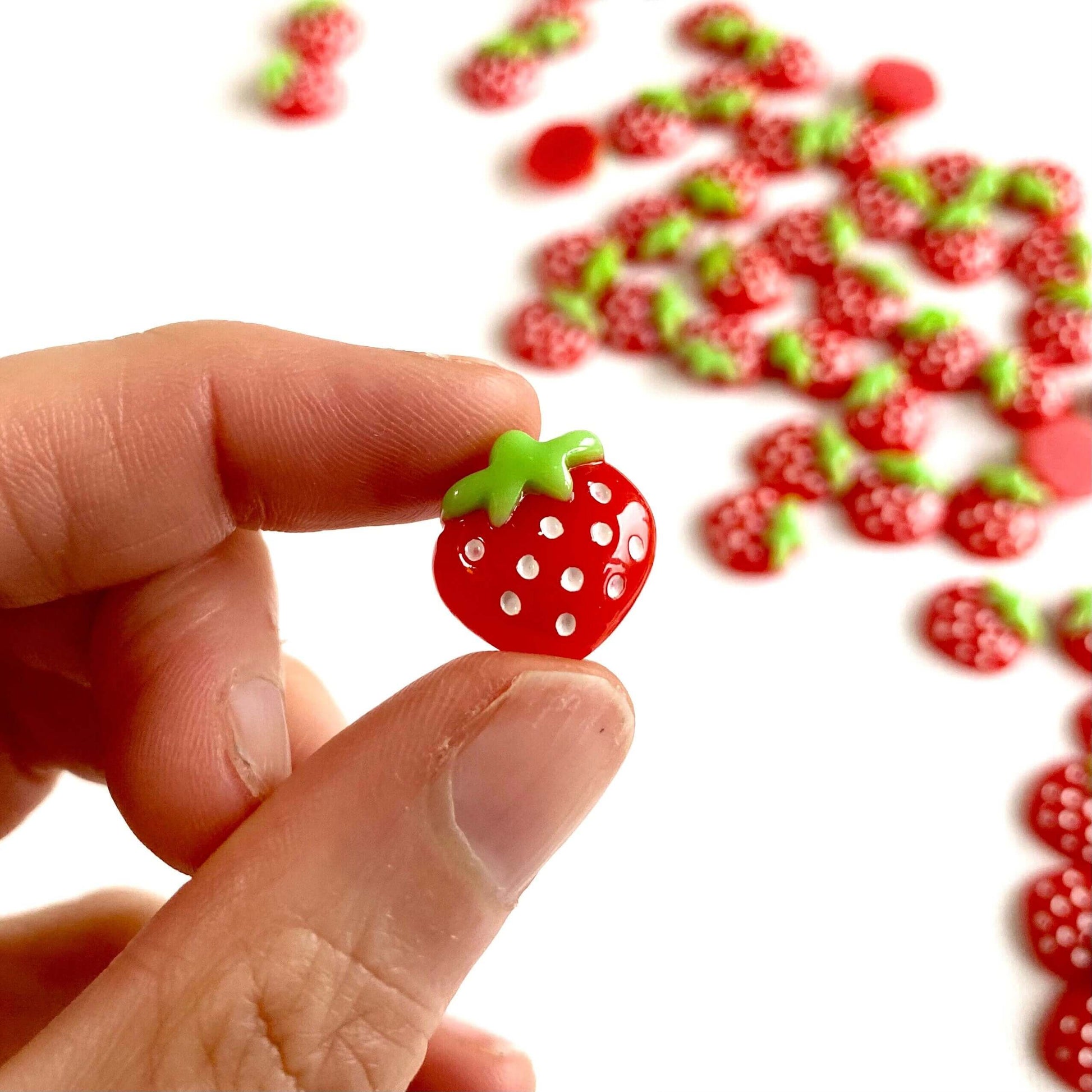 Cute Strawberry cabochons resin Flat back charms - Blacksparrowuk