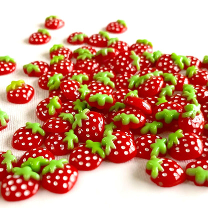 Cute Strawberry cabochons resin Flat back charms - Blacksparrowuk