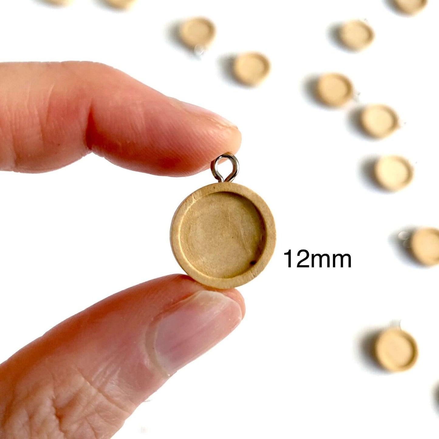 Cabochon settings base with eyelet 8pcs 12mm 15mm 25mm 30mm Round wooden - Blacksparrowuk