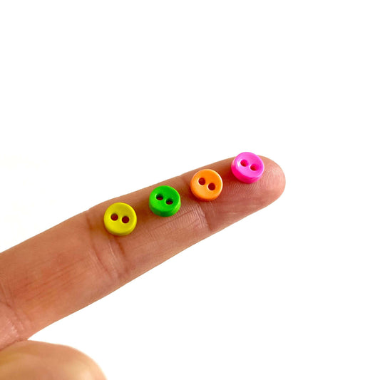 Mini buttons 7mm tiny buttons Neon colour - Blacksparrowuk