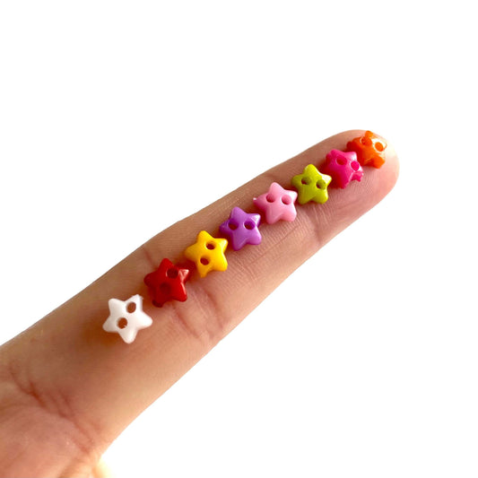 Tiny Star 6mm buttons for Doll Clothes Multicoloured two hole Mini resin rainbow buttons - Blacksparrowuk