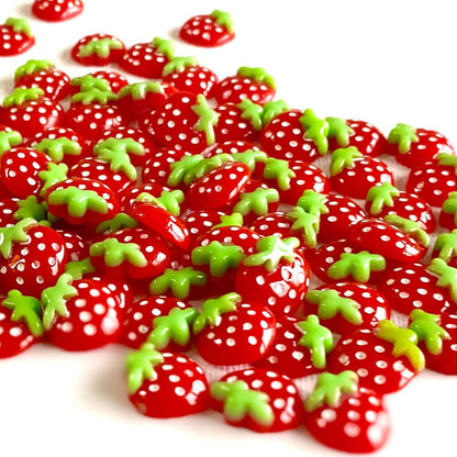 Cute Strawberry cabochons resin Flat back charms - Blacksparrowuk