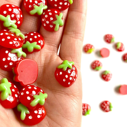 Cute Strawberry cabochons resin Flat back charms - Blacksparrowuk