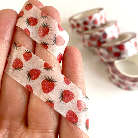 Strawberry Washi tape cute Kawaii Adhesive masking tape - Blacksparrowuk