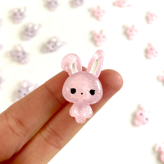 Cute Kawaii Glitter Bunny Easter flat back resin charms - Blacksparrowuk