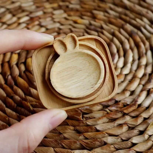 Tiny wooden trays Miniature Bunny plates Dollhouse kitchen 1/12 scale - Blacksparrowuk