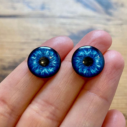 Blythe doll Eye chips Dark blue 14mm thin Glass - Blacksparrowuk