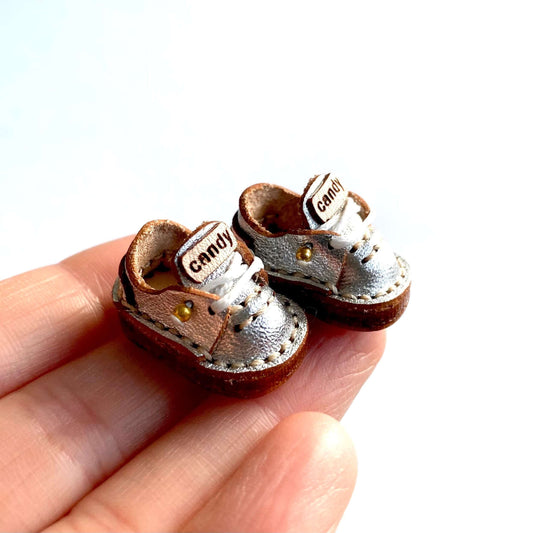 Silver leather Doll shoes OB11 doll shoes 1/12 shoes - Blacksparrowuk