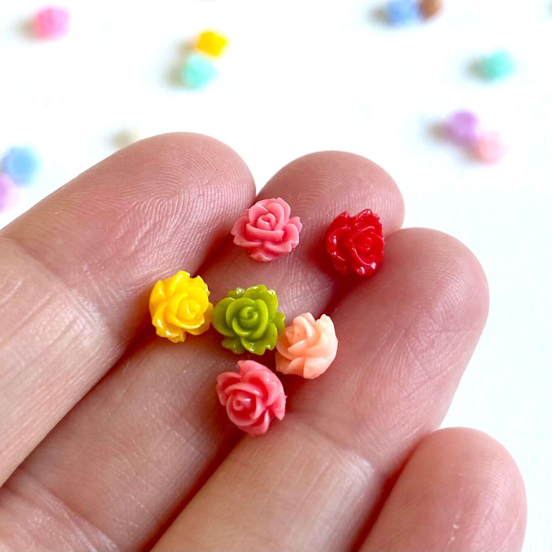 6mm resin Flowers Flatback rose charms - Blacksparrowuk