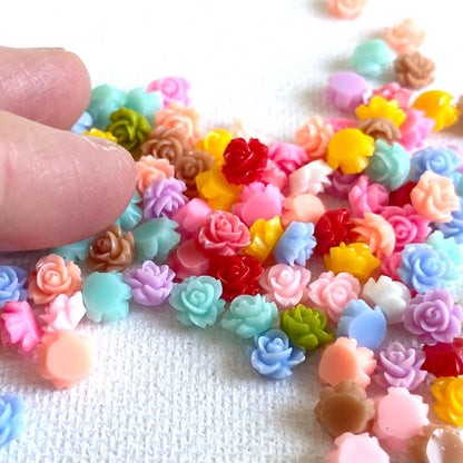 6mm resin Flowers Flatback rose charms - Blacksparrowuk